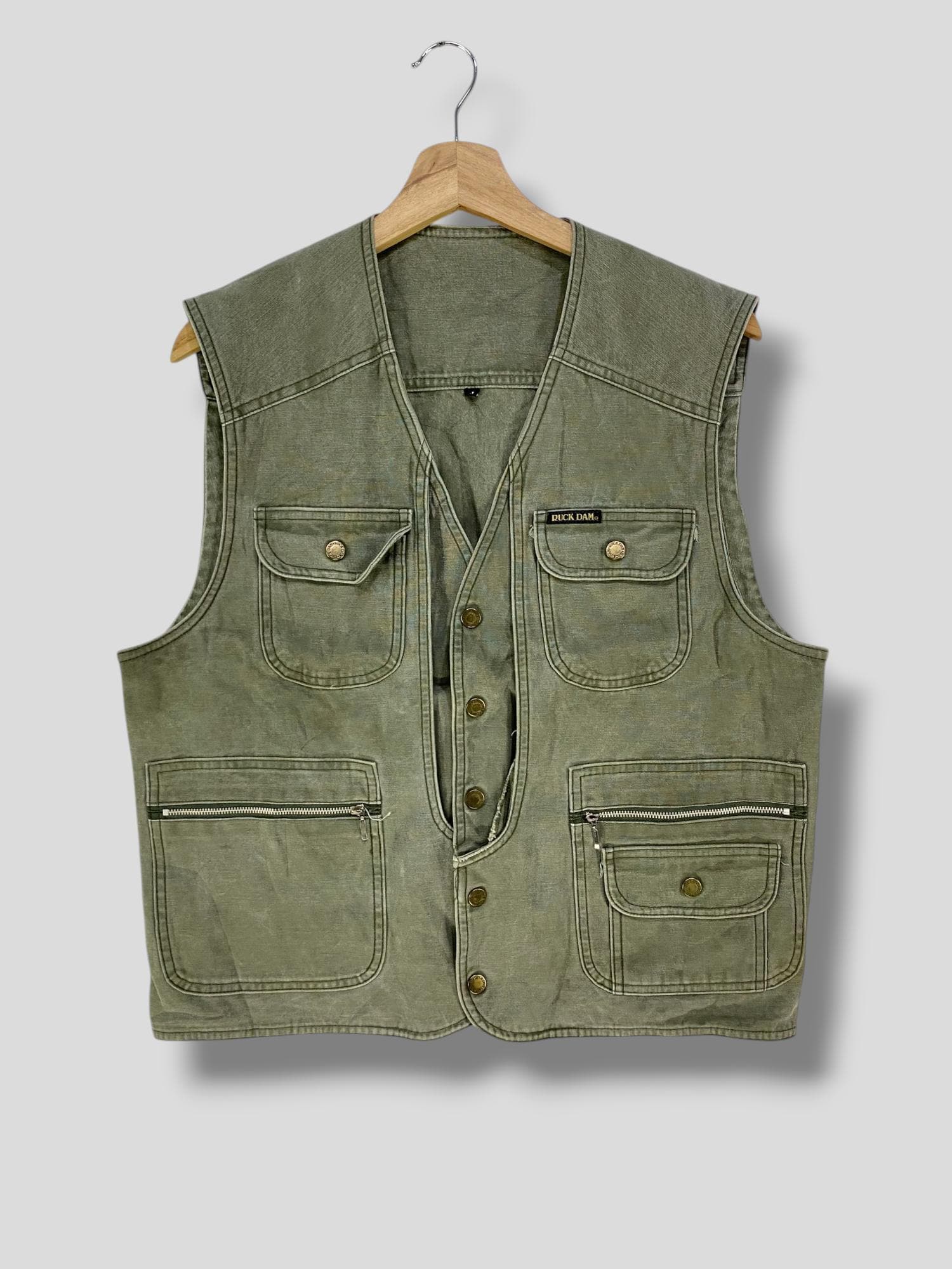 Gilet Vintage Orvis Homme Taille L, Toile Olive, Pêches Chasse, Top Qualité
