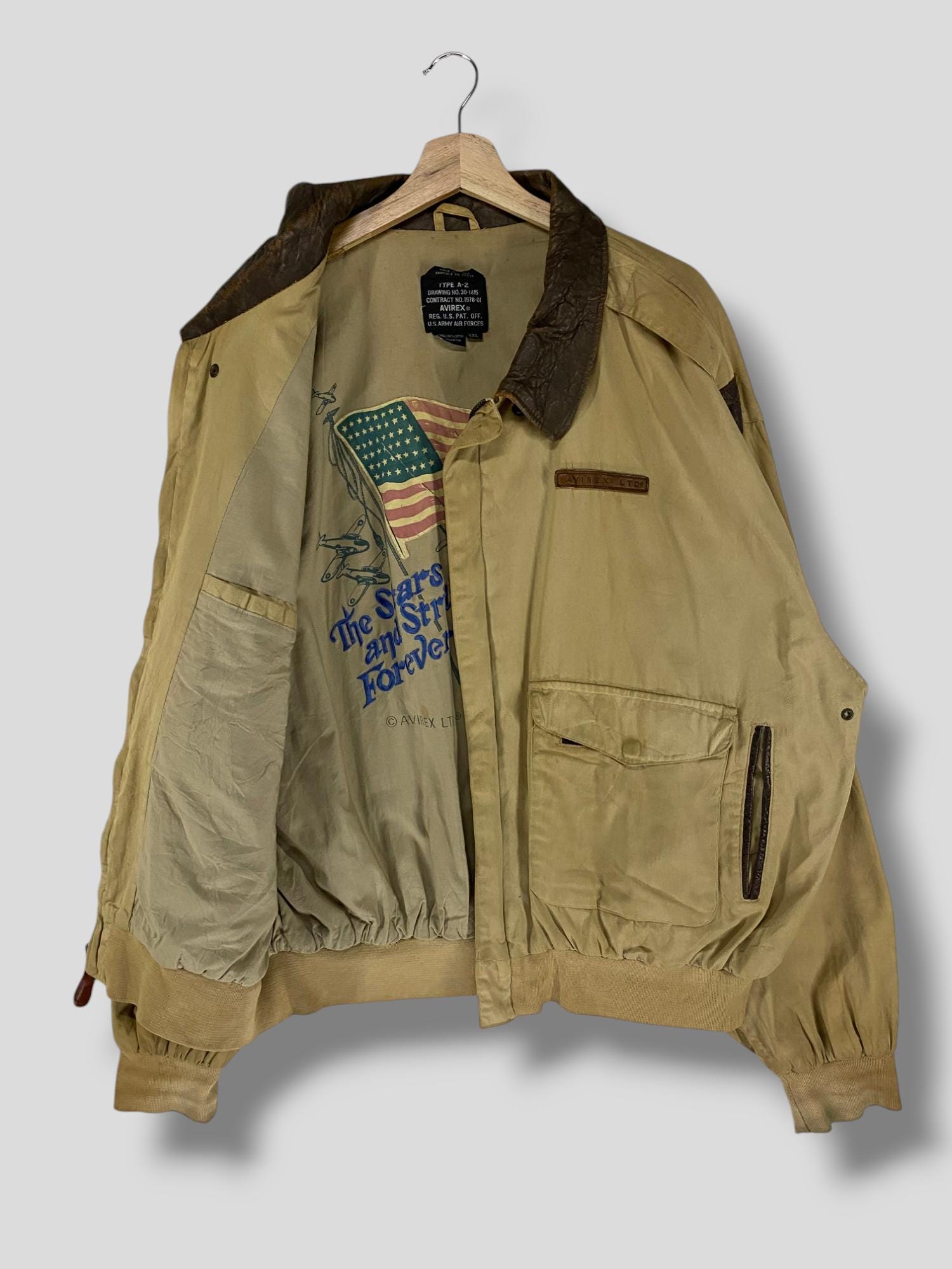 AVIREX A-2 ヴィンテージ 90s 米国製 maid in usa 短丈 VINTAGE Men's Medium M AVIREX LTD edition TYPE A-2 LEATHER