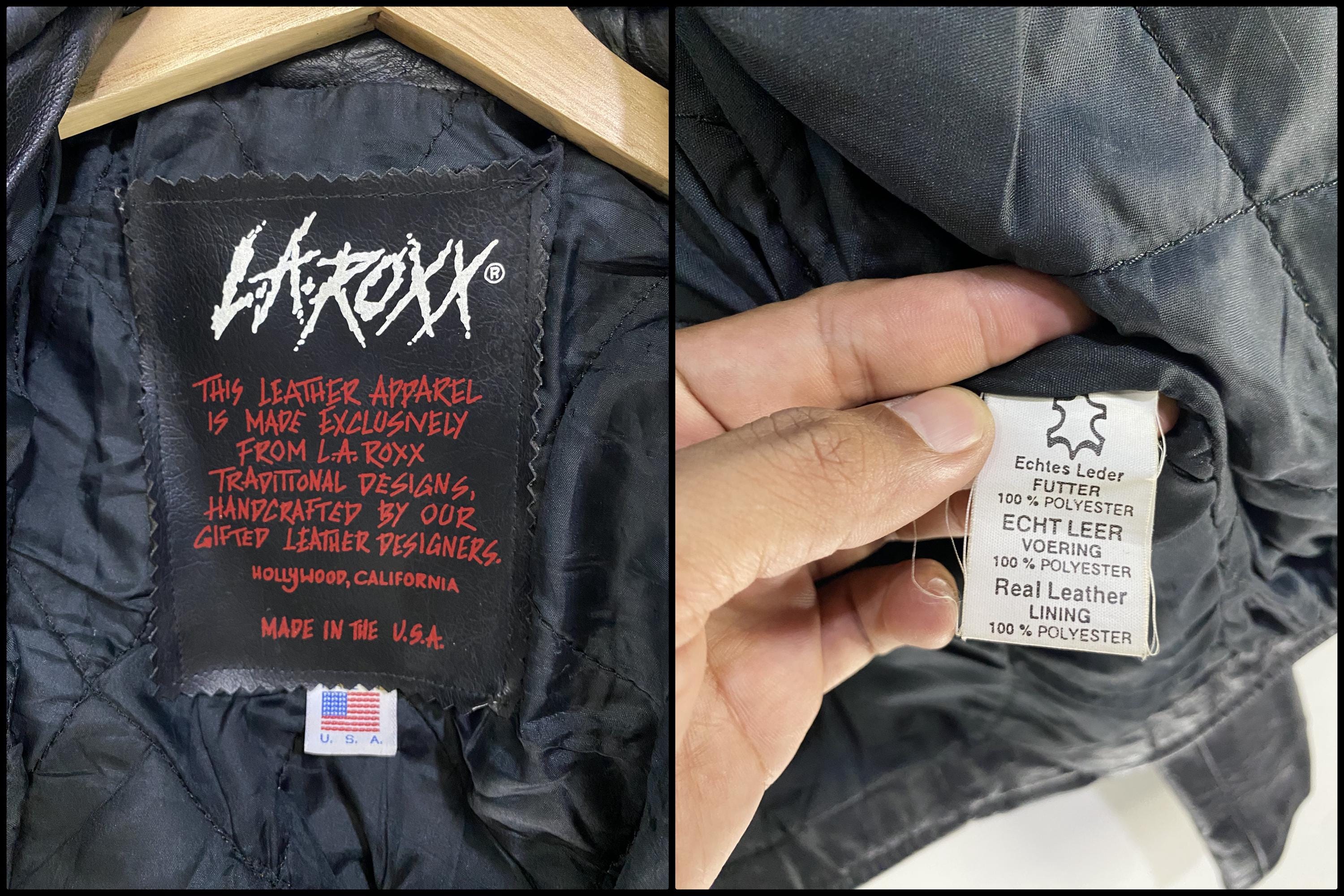 Vintage L.A. Roxx Double Collar Leather Biker Jacket Rugged