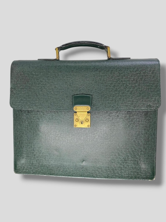 Vintage Louis Vuitton Green Taiga Moscova Briefcase Designer