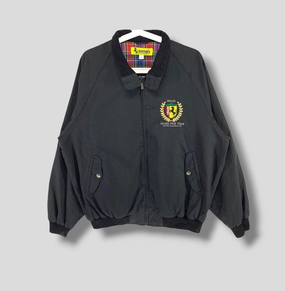 Vintage 90s Ferrari Grand Prix Team Tartan Plaid Line Harrington Jacket Formula 1 Racing Team Bomber Jacket Black Racing Jacket Size Large Etsy UK
