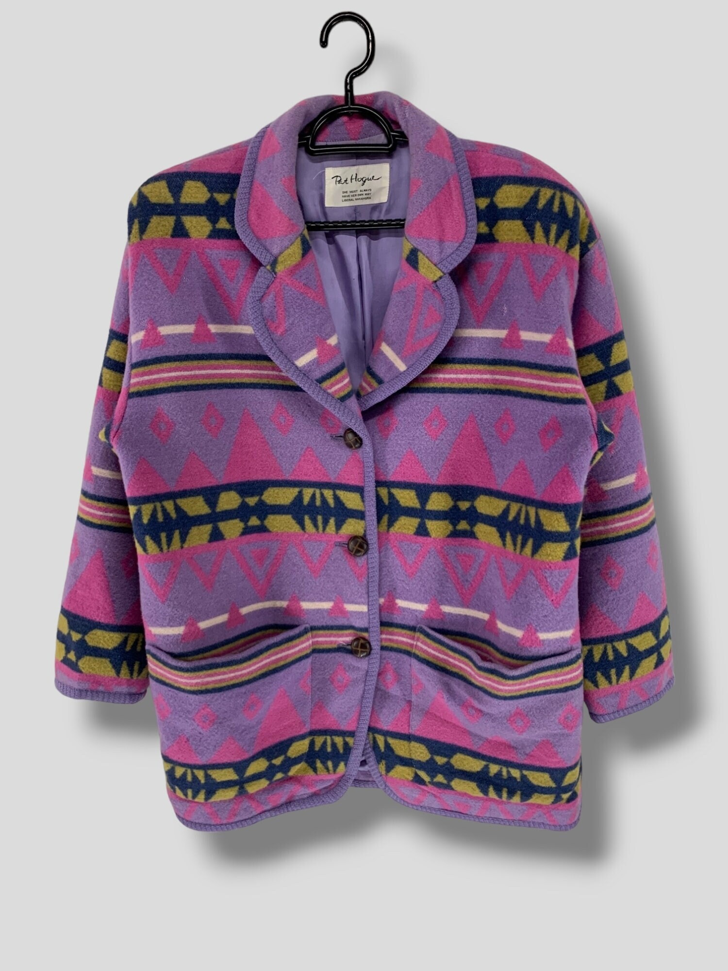 Vintage Pat Hogue Nakamura Fair Isle Navajo Wool Coat Jacket