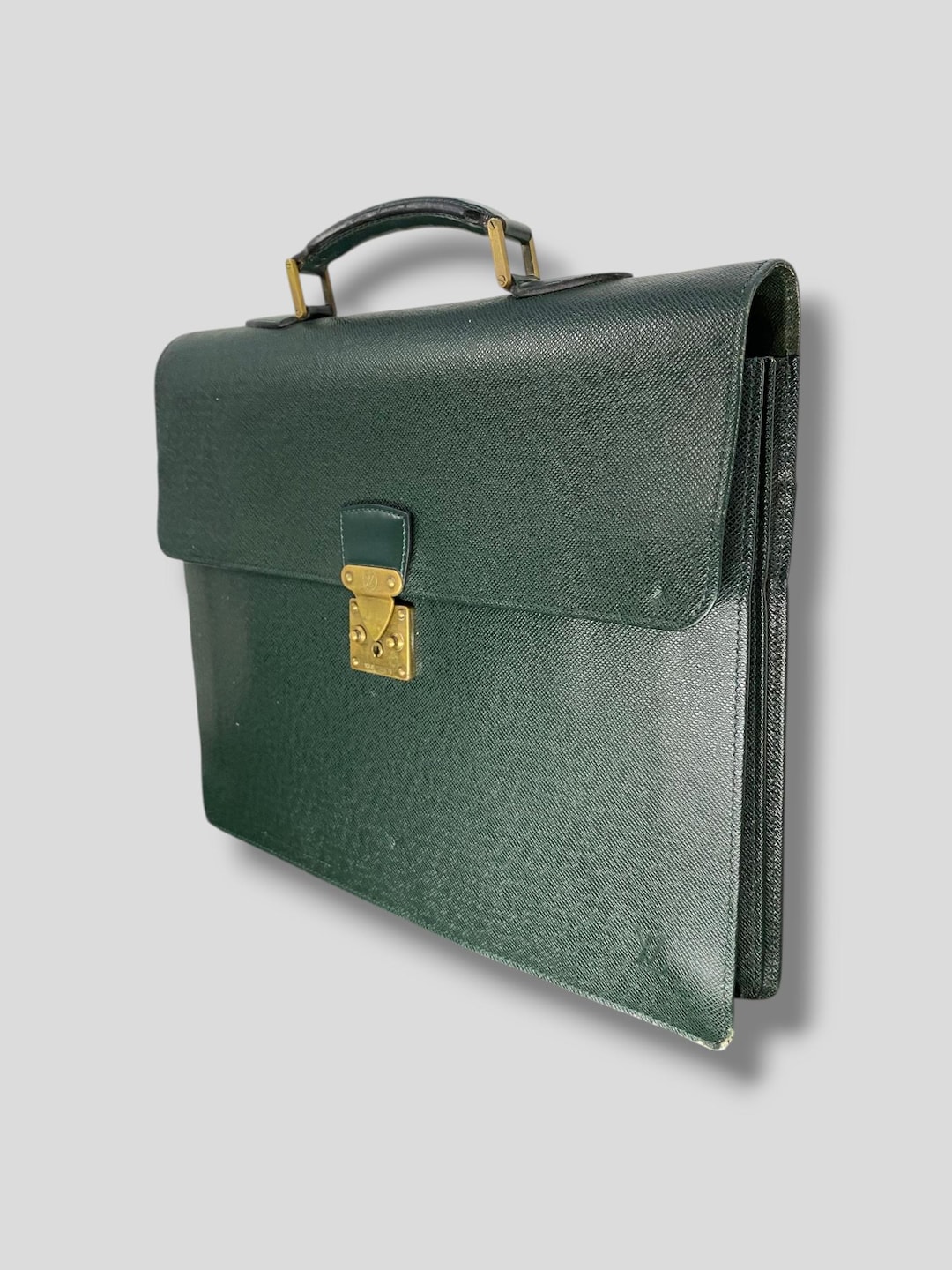 Vintage Louis Vuitton Green Taiga Moscova Briefcase Designer