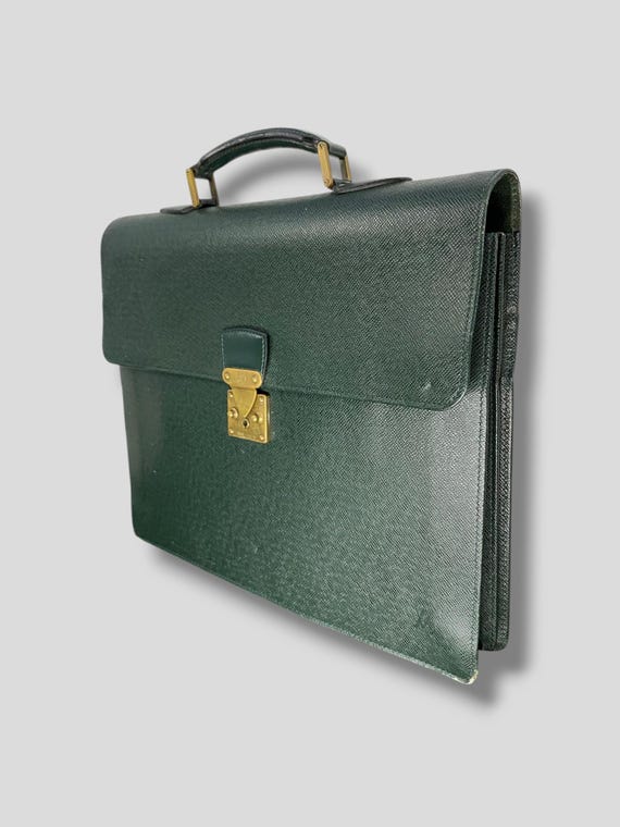 Vintage Louis Vuitton Green Taiga Moscova Briefcase Designer