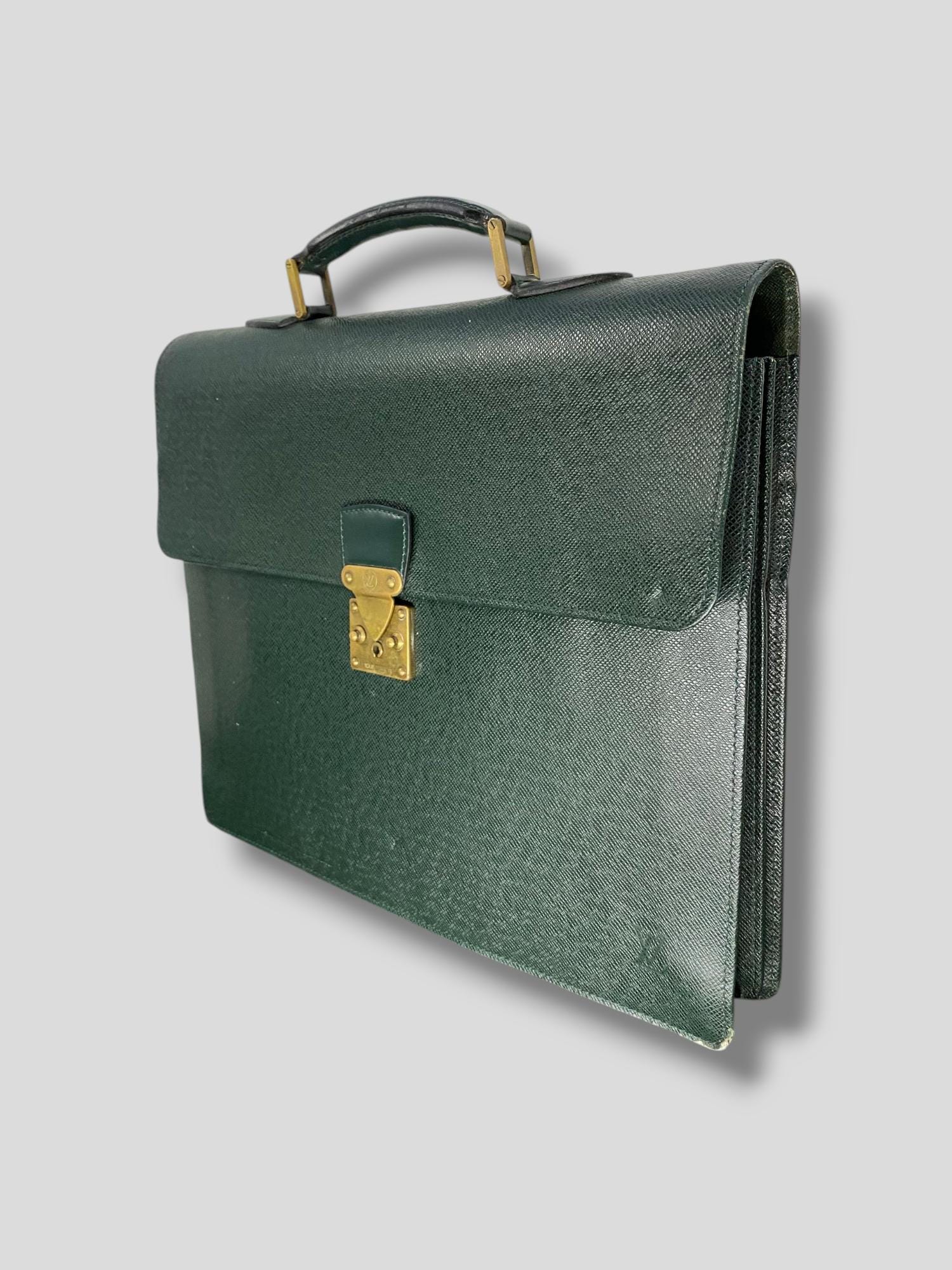 Vintage Louis Vuitton Green Taiga Moscova Briefcase Designer