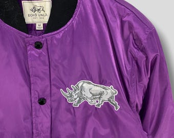 Vintage Y2k Ecko Unltd Embroidered Rhino Logo Quilted Lined Satin