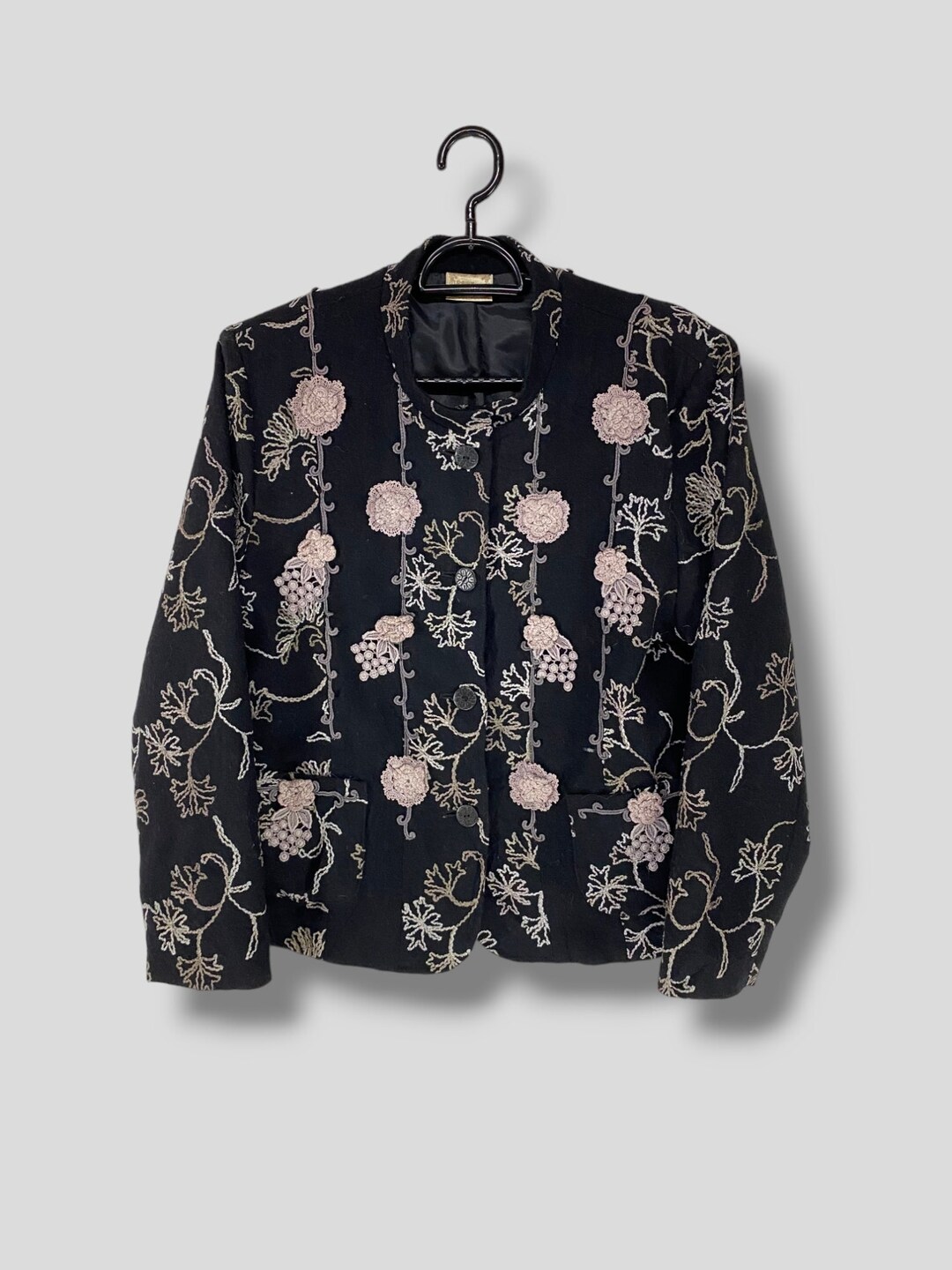 Vintage Lily Blouse Tokyo Embroidered Flower Laces Wool