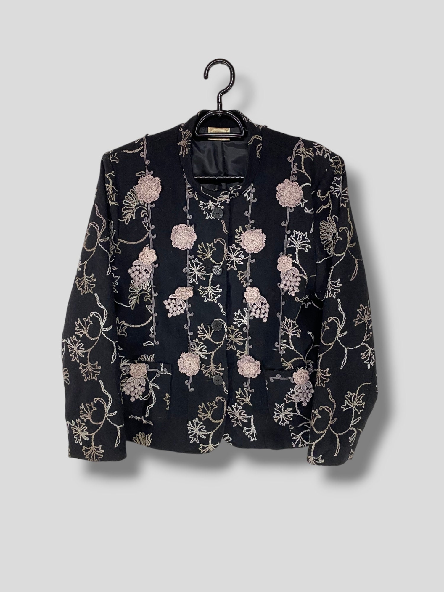Vintage Lily Blouse Tokyo Embroidered Flower Laces Wool