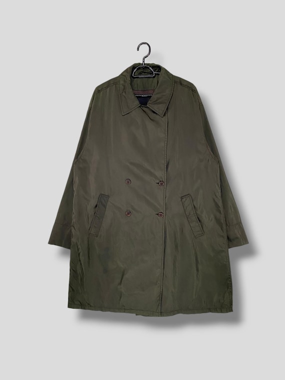 Vintage Prada Double Breasted Nylon Coat Designer Preppy Ivy