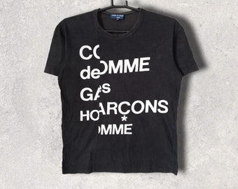 Comme des garcons homme spellout split tshirt japanese designer black tee size XSmall