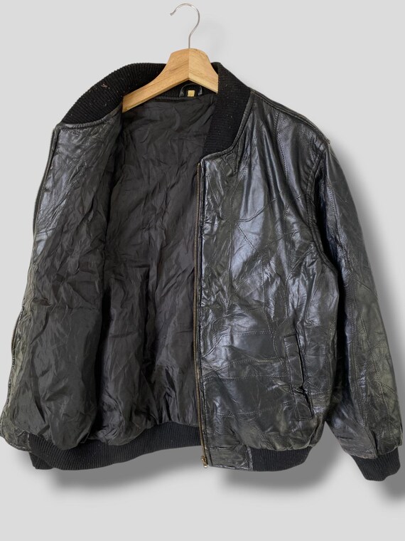 Vintage Unbranded patchwork pattern sheepskin lea… - image 3