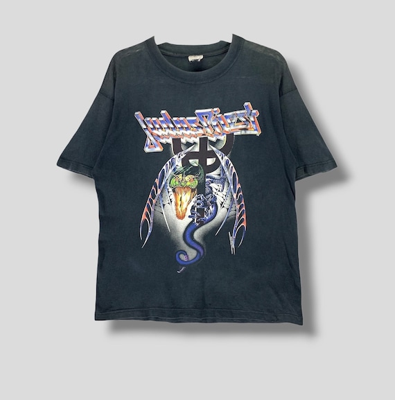 Vintage 90s Judas Priest Painkiller Sunfaded Tshirt English Metal 