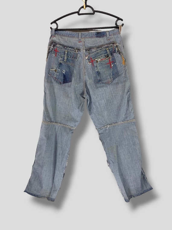 Vintage Marithe Francois Girbaud Reconstructed Inside Out Jeans Designer Streetwear Rave Grunge Distressed Casual Outfits Fashion 32x42.5 Etsy Canada