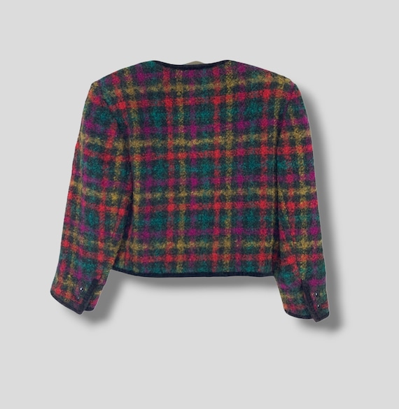 Vintage Gucci Multicolor Gingham Check Collarless Cropped