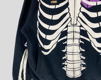 Vintage Y2K Lrg Dead Serious Skeleton Full Zip Hoodie Glow