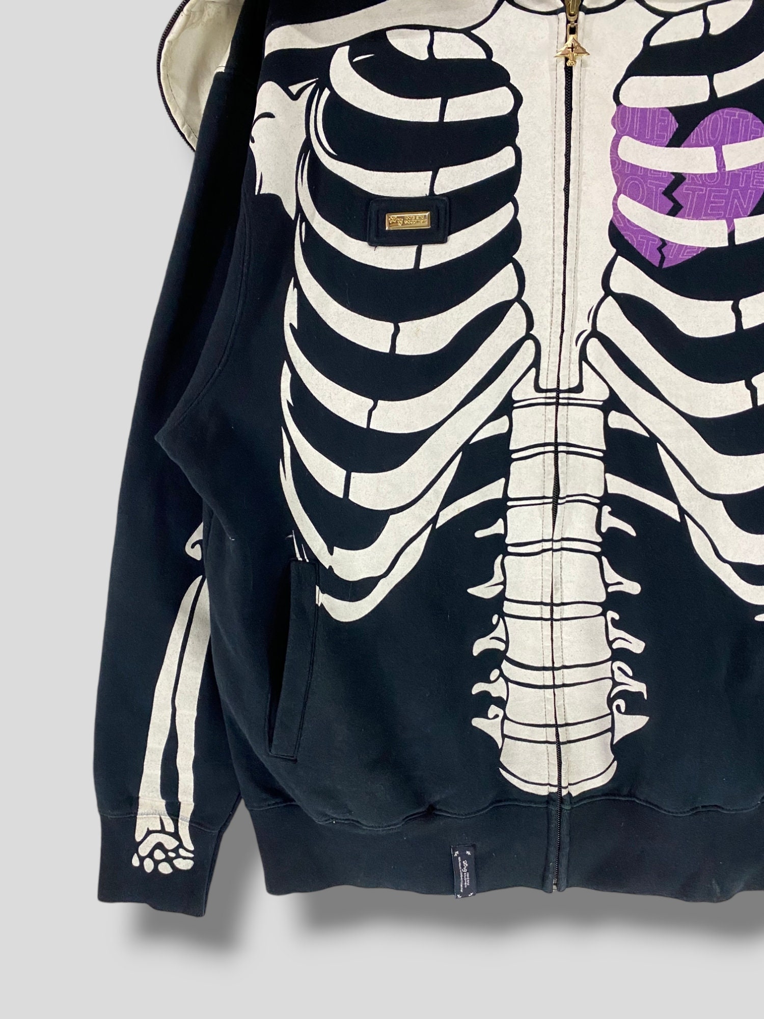 Vintage Y2K Lrg Dead Serious Skeleton Full Zip Hoodie Glow