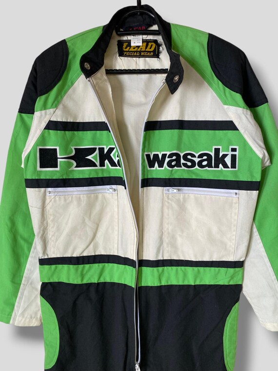 Vintage 80s 90s Kawasaki Padded Jumpsuit Japanese Motorcycle