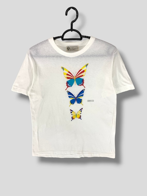 Vintage Gucci Multicolor Butterfly Logo Tshirt Collectible