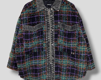 DIESEL Y2k Vintage Brown Slim Fit Jacket, Ribbed Belted Cotton 