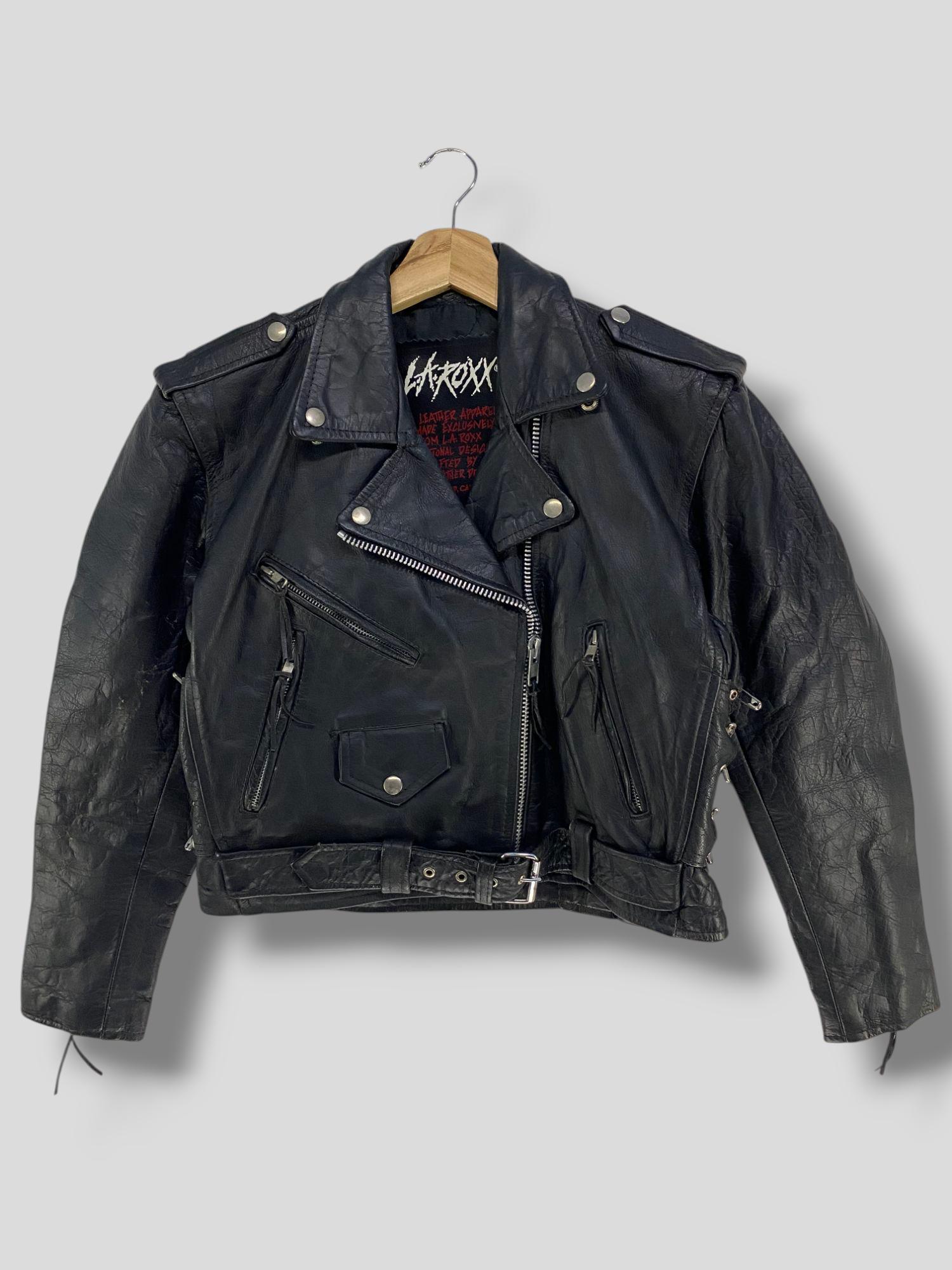 Vintage L.A. Roxx Double Collar Leather Biker Jacket Rugged