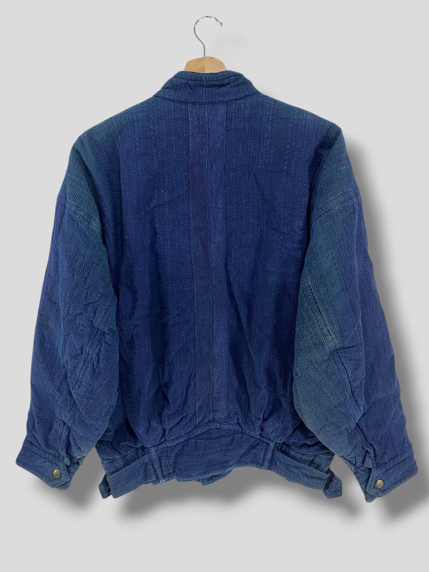 希少 ISSEY MIYAKE 80s 筆タグ 藍染 羽織り 着物 ジャケット Vintage 80s Issey Miyake Sporting Gear Hai Natural Indigo Sashiko