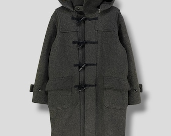 Vintage Monsieur Nicole toggle button wool hoodie duffle coat Matsuda nicole casual outerwear designer winter overcoat grey size 48