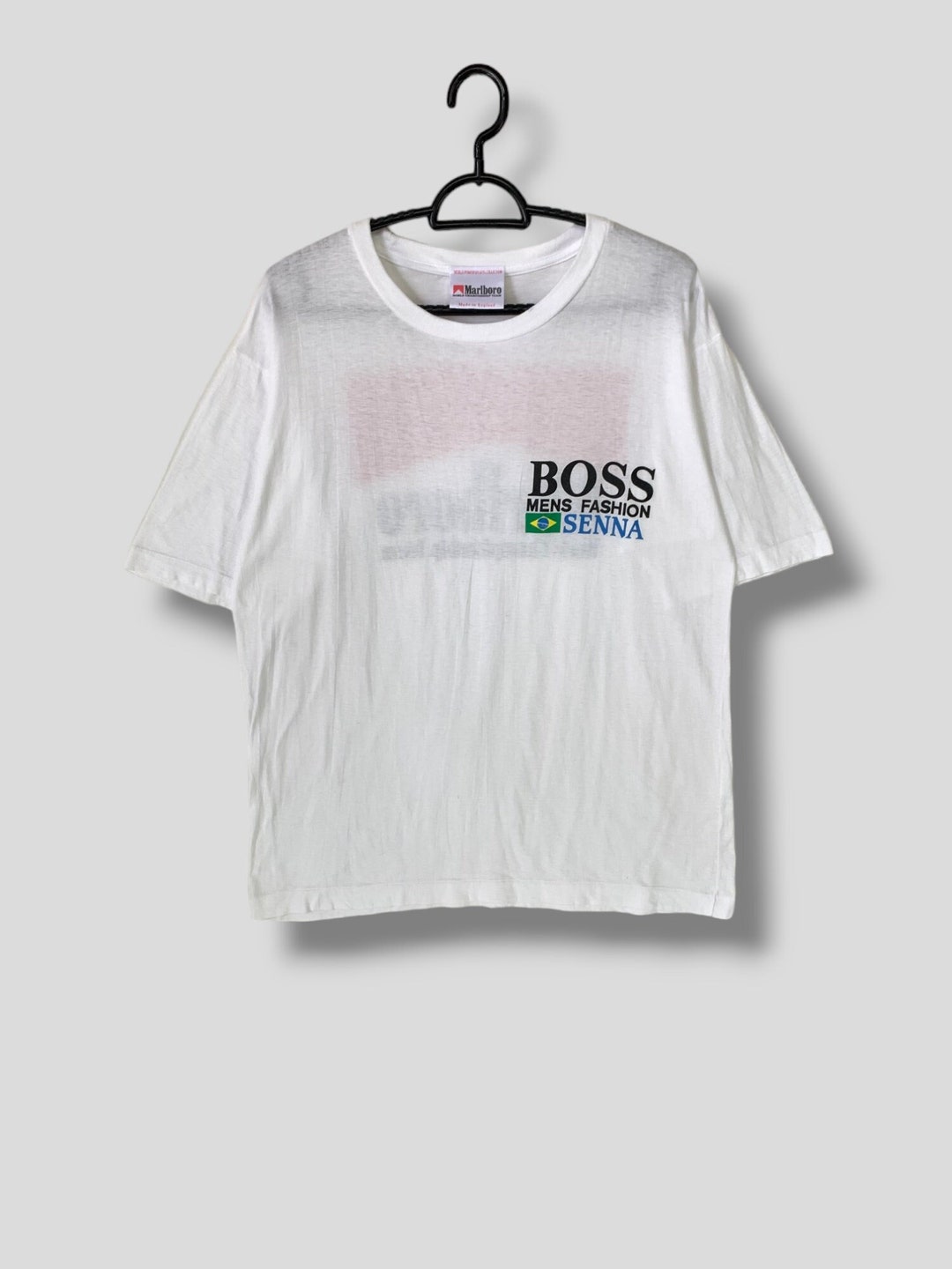 Rare Vintage 80s Ayrton Senna Marlboro BOSS Mens Fashion Shirt 