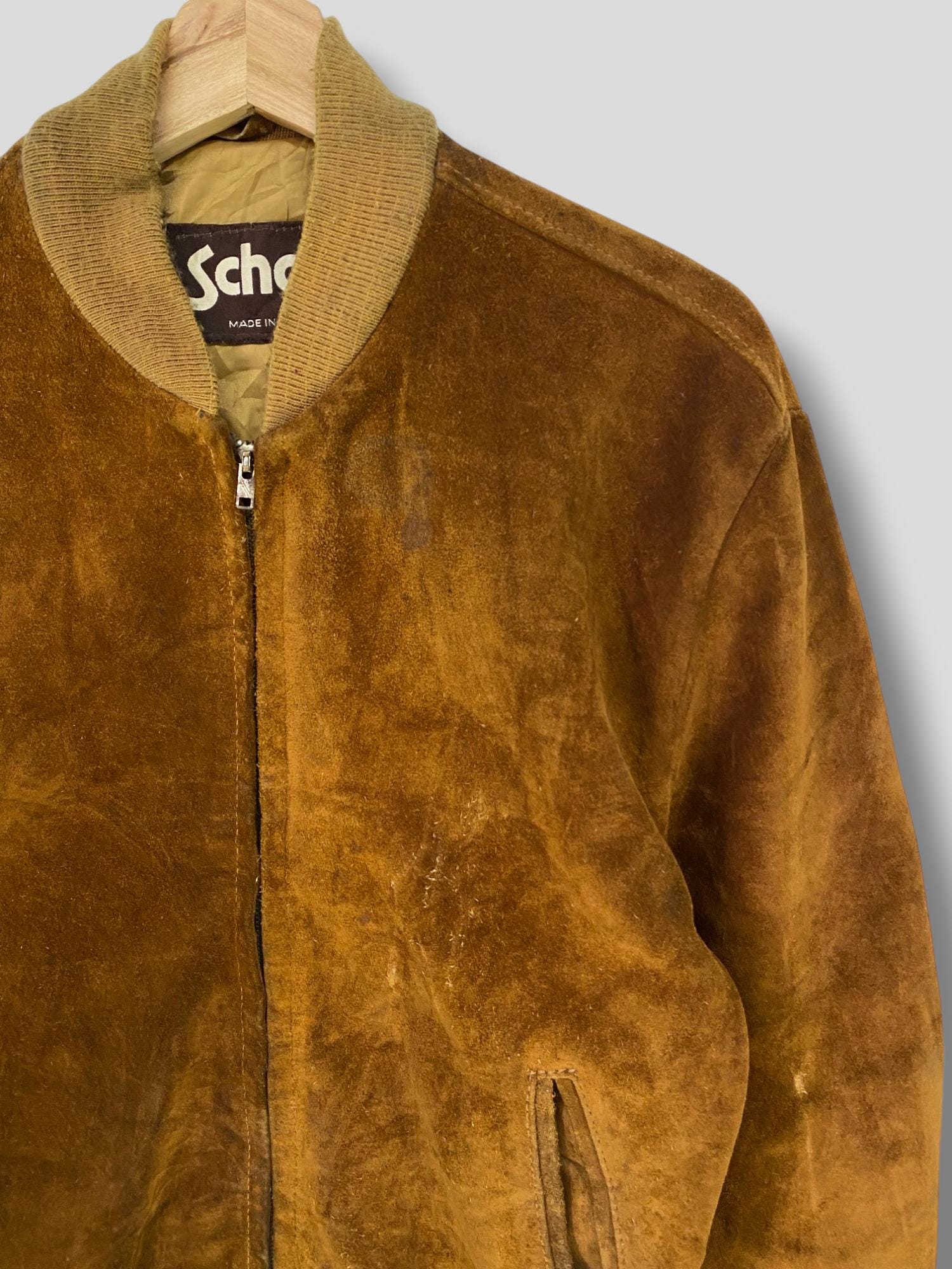 ジャケット・アウター 80s Schott suede leather bomber jkt Vintage 80s Schott Suede Leather Bomber Jacket Military Boho