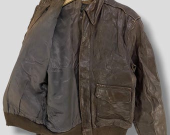 Vintage 70s Willis & Geiger Inc. Type A-2 Leather Bomber Jacket