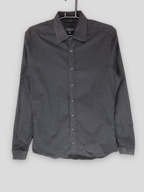 black gucci dress shirt Gucci By Tom Ford F/W 2002 Black stretch lace-up cotton collar shirt