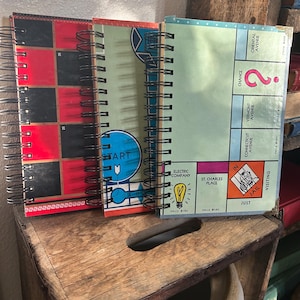 Vintage Game Board Journal Bundle: Handmade Monopoly, Sorry, Checkers