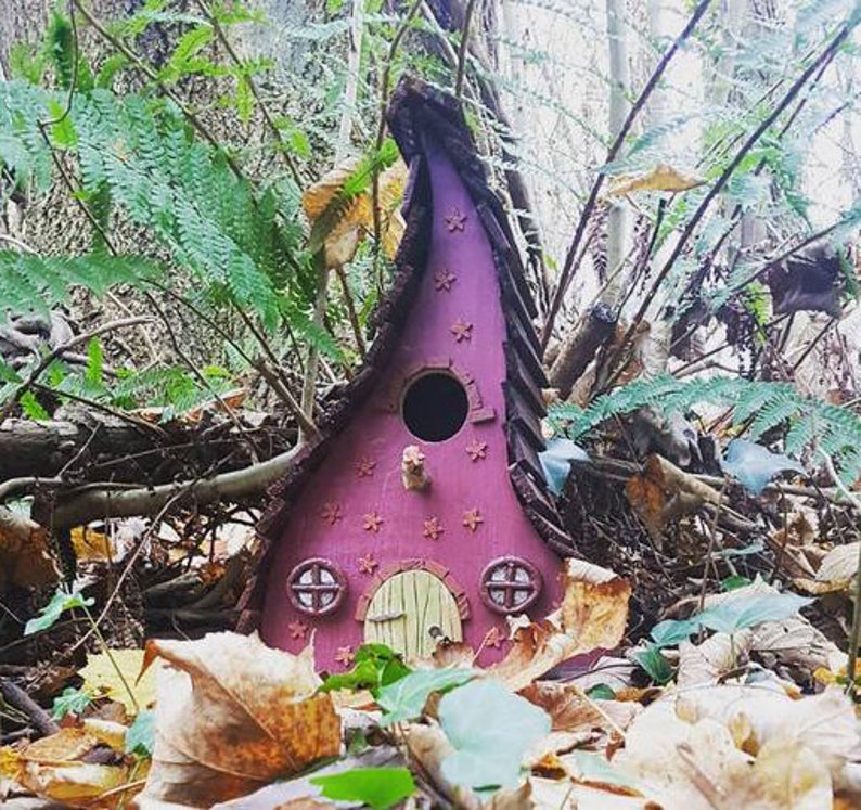 Casa de pájaros rústica de hadas de madera recuperada torcida hecha a medida imagen 6