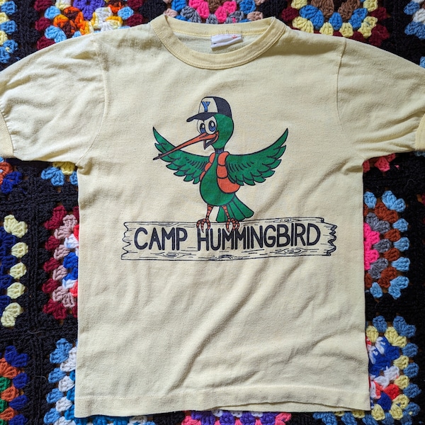 Vintage 1980s YMCA Camp Hummingbird tee - kids large - XS adult - 31" chest - 20.5" in length - please read item description