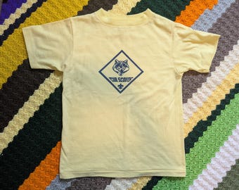 Vintage70s cub scouts tee - kids 10/12/adult XXS/XS - 30" chest - 20" in length