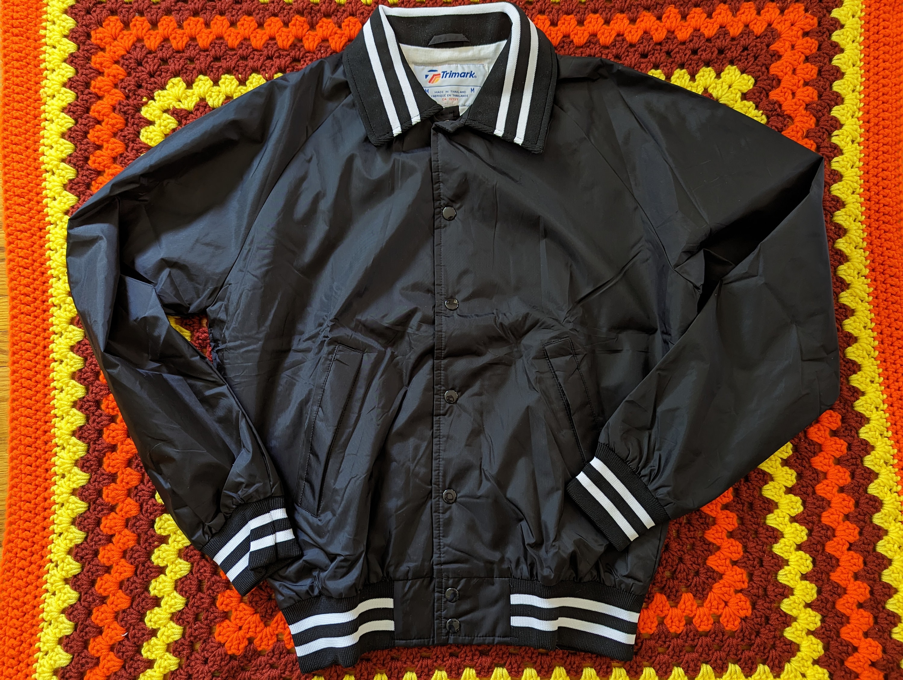 Vintage Black Trimark Nylon Jacket - Tagged Size Medium - 44