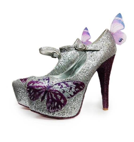 silver butterfly shoes