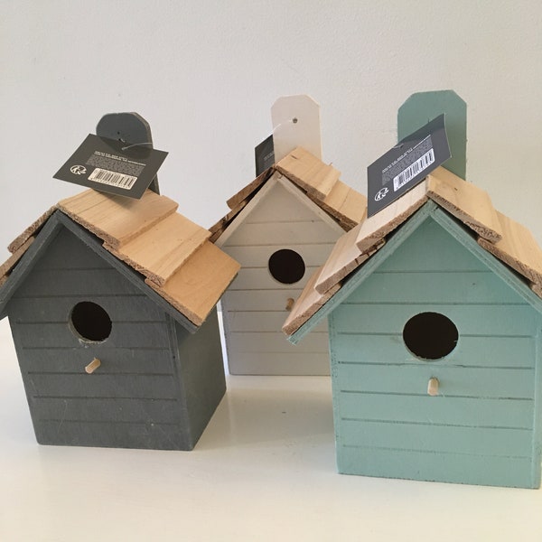 Bird House Box wooden painted lovely colours beach house box slight second!
