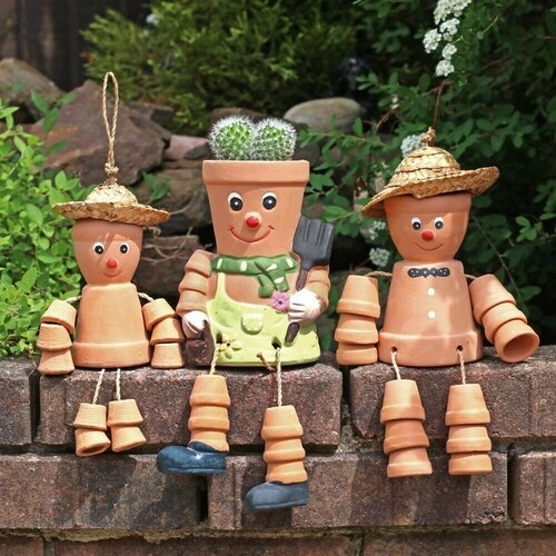 Terracotta Plant Pot Man Planter Decoration Garden Ornament Etsy