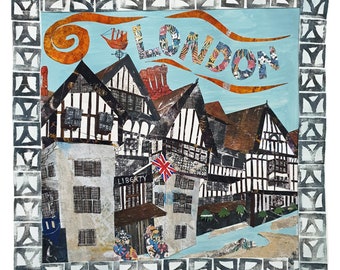 London Art Print featuring Libertys of London, print from original collage art by Tracy Evans