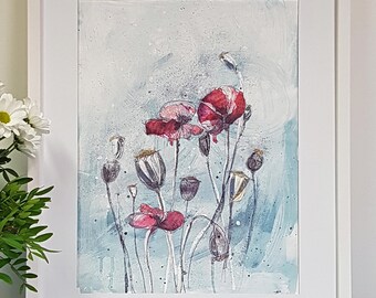 Art print | Poppies | Unframed Art Print | Floral wall art | Flower print | by Tracy Evans