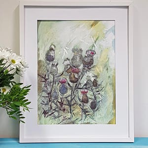 Art print | Scottish Thistles | Unframed Art Print | Floral wall art | Flower print | by Tracy Evans