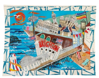 Brighton unframed art print from a mixed media artwork by Tracy Evans