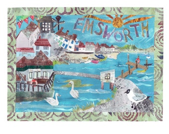 Emsworth Unframed Coastal Art Print from a mixed media painting by Tracy Evans