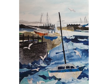 Boats in the Harbour at Titchfield Haven Unframed Art Print by Tracy Evans