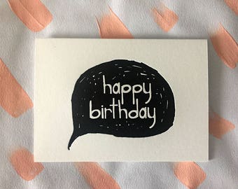 Letterpress Birthday Card, Birthday Bubble, Typography, Hand Printed, Happy Birthday Card