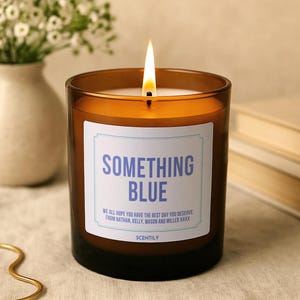 Something Blue Wedding Candle – Personalised Gift for Bride, Bride-to-Be, Mum or Friend | Custom Soy Candle with Message for Wedding Day