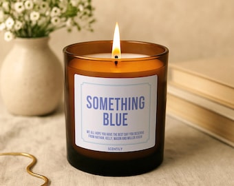 Something Blue Wedding Candle – Personalised Gift for Bride, Bride-to-Be, Mum or Friend | Custom Soy Candle with Message for Wedding Day