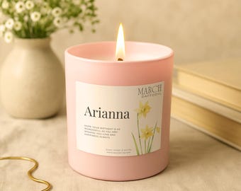 March Birthday Candle – Daffodil Birth Flower Gift – Personalised Soy Candle – Handmade Gift for Her – Custom Spring Birthday Keepsake
