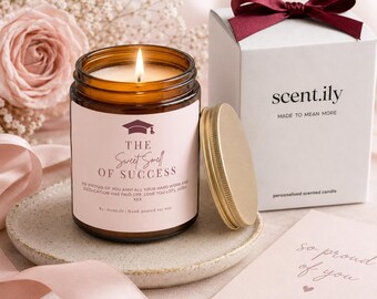 Personalised The Sweet Smell of Success Graduation Candle, Graduate Keepsake Gift, Congratulations Degree Present
