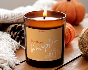 Hey Pumpkin Candle Autumnal Personalised Message Cosy Autumn Gift for Her Girlfriend Relaxation Fall Halloween Scented Seasonal Candle